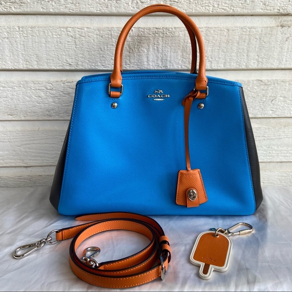 Coach Handbags - NEW Coach Color block Margot Satchel + Keychain